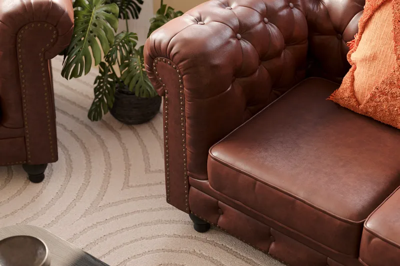 Chesterfield Lyx Sohvaryhmä 3-istuttava+2-istuttava+nojatuoli - Ruskea - Huonekalut - Sohva - Sohvaryhmä - Sohvaryhmä 3 2 1