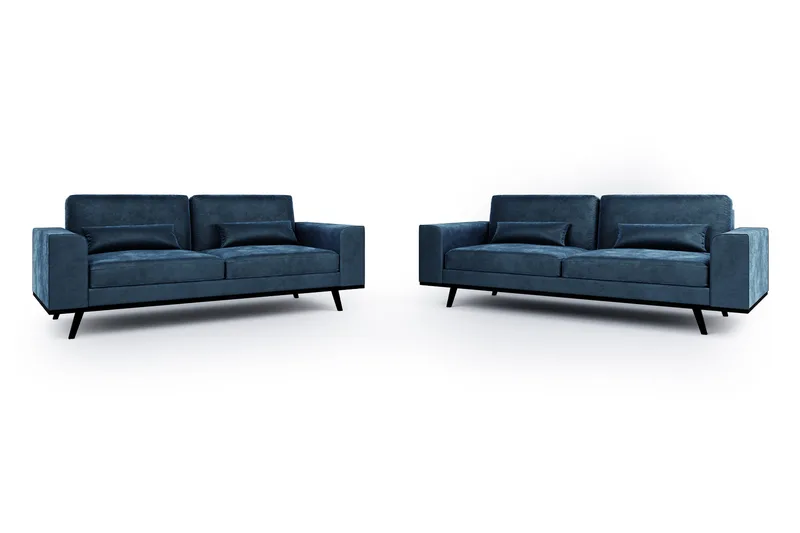 Copenhagen Sohvaryhmä 3-istuttava + 2-istuttava Samettisohva, Sininen