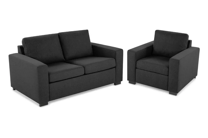 Crazy Sohvaryhmä 2-istuttava Sohva + Nojatuoli Kankaalla, Tummanharmaa
