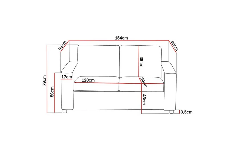 Crazy Sohvaryhmä 3-istuttava + 2-istuttava Kangassohva - Antrasiitti - Huonekalut - Sohva - Sohvaryhmä