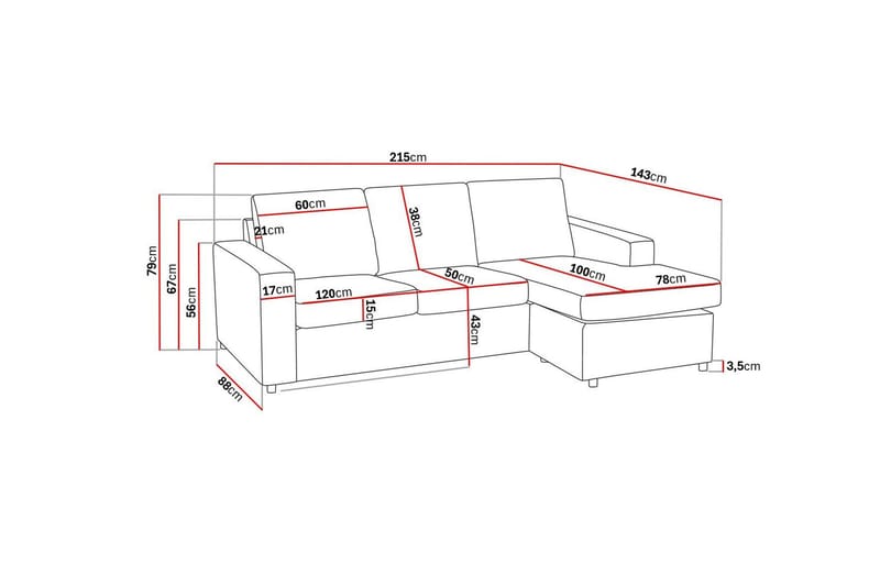 Crazy Sohvaryhmä 3-istuttava Käännettävä L-muotoinen Divaanisohva + Nojatuoli Kankaalla - Antrasiitti - Huonekalut - Sohva - Sohvaryhmä