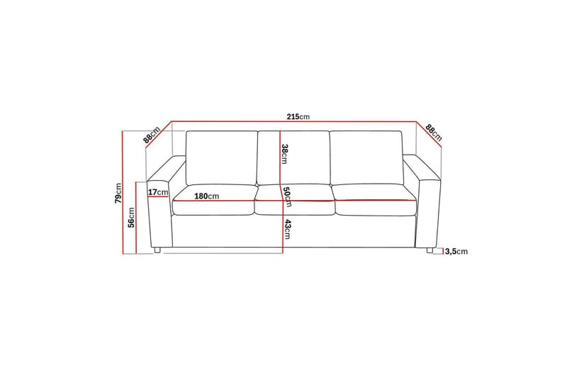 Crazy Sohvaryhmä 3-istuttava Sohva + Nojatuoli Kankaalla - Antrasiitti - Huonekalut - Sohva - Sohvaryhmä