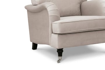 Howard Classic -sohvaryhmä, 3-istuttava sohva, nojatuoli sekä rahi sametissa - Beige - Huonekalut - Sohva - Sohvaryhmä