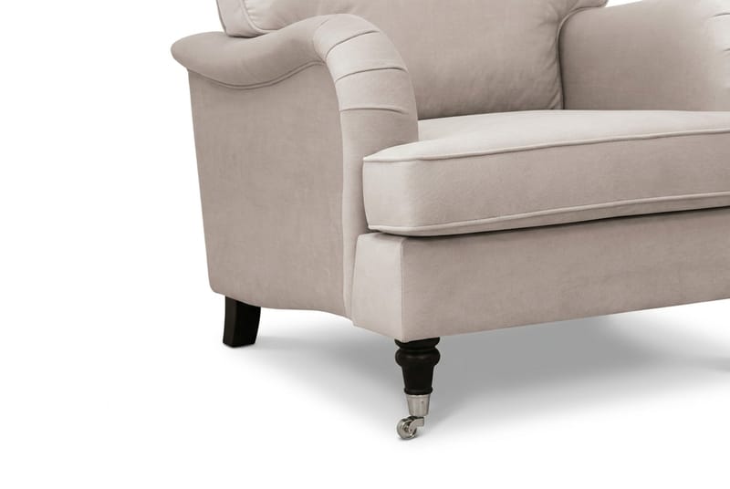 Howard Classic -sohvaryhmä, 3-istuttava sohva, nojatuoli sekä rahi sametissa - Beige - Huonekalut - Sohva - Sohvaryhmä