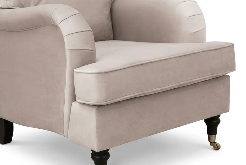 Howard Classic -sohvaryhmä, 3-istuttava sohva ja nojatuoli sametissa - Beige - Huonekalut - Sohva - Sohvaryhmä