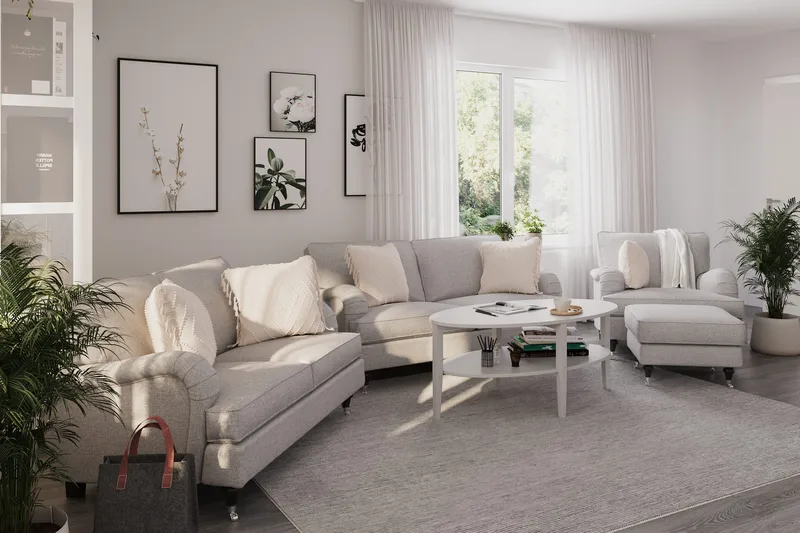 Howard Classic Sohvaryhmä 2-istuttava + 2-istuttava Kangassohva - Harmaa - Huonekalut - Sohva - Sohvaryhmä - Howard-sohvaryhmä