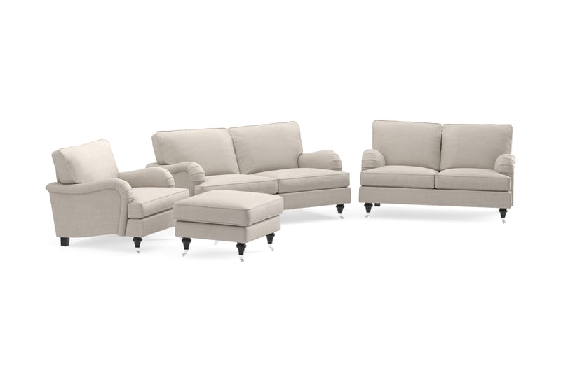 Howard Classic Sohvaryhmä 2-istuttava + Pieni 2-istuttava Sohva + Nojatuoli + Rahi Kankaalla - Beige - Huonekalut - Sohva - Sohvaryhmä