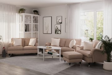 Howard Classic Sohvaryhmä 2-istuttava + Pieni 2-istuttava Sohva + Nojatuoli + Rahi Kankaalla - Tummabeige - Huonekalut - Sohva - Sohvaryhmä