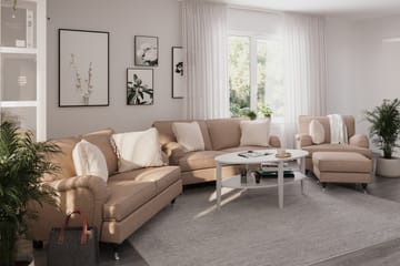 Howard Classic Sohvaryhmä 2-istuttava + Pieni 2-istuttava Sohva + Nojatuoli + Rahi Kankaalla - Tummabeige - Huonekalut - Sohva - Sohvaryhmä