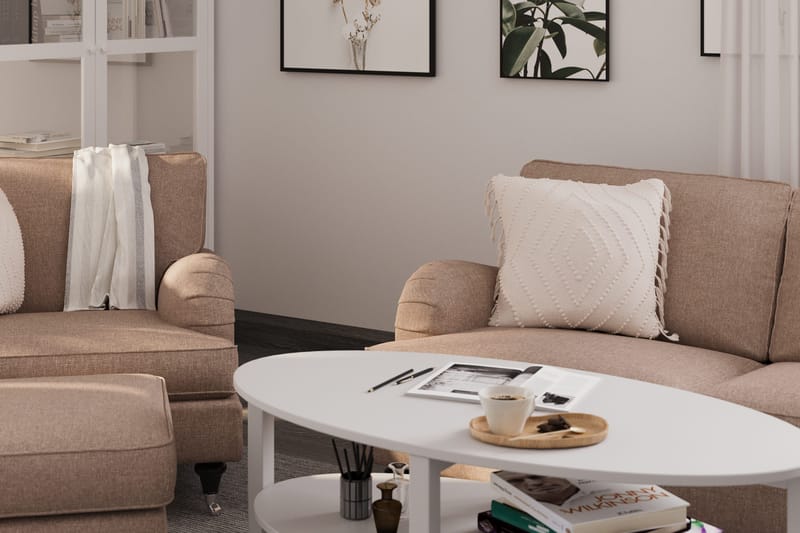 Howard Classic Sohvaryhmä 2-istuttava Sohva + Nojatuoli + Rahi Kankaalla - Tummabeige - Huonekalut - Sohva - Sohvaryhmä - Howard-sohvaryhmä