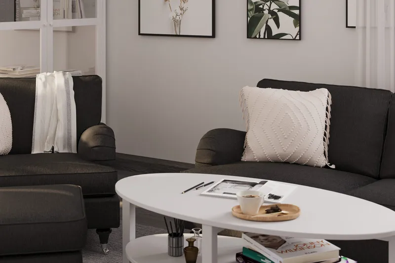 Howard Classic Sohvaryhmä 2-istuttava Sohva + Nojatuoli + Rahi Kankaalla - Tummanharmaa - Huonekalut - Sohva - Sohvaryhmä - Howard-sohvaryhmä