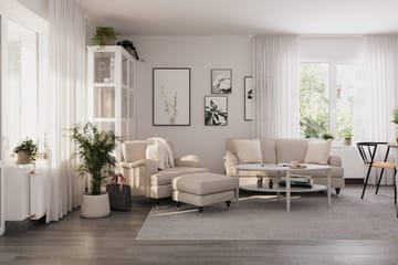 Howard Classic Sohvaryhmä 2-istuttava Sohva + Nojatuoli + Rahi Kankaalla - Beige - Huonekalut - Sohva - Sohvaryhmä