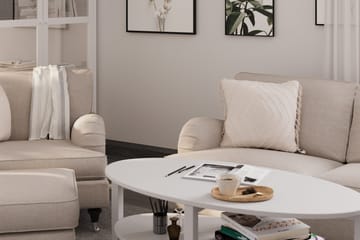 Howard Classic Sohvaryhmä 2-istuttava Sohva + Nojatuoli + Rahi Kankaalla - Beige - Huonekalut - Sohva - Sohvaryhmä