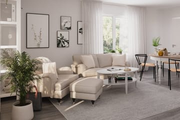 Howard Classic Sohvaryhmä 2-istuttava Sohva + Nojatuoli + Rahi Kankaalla - Beige - Huonekalut - Sohva - Sohvaryhmä