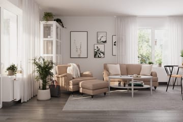 Howard Classic Sohvaryhmä 2-istuttava Sohva + Nojatuoli + Rahi Kankaalla - Tummabeige - Huonekalut - Sohva - Sohvaryhmä