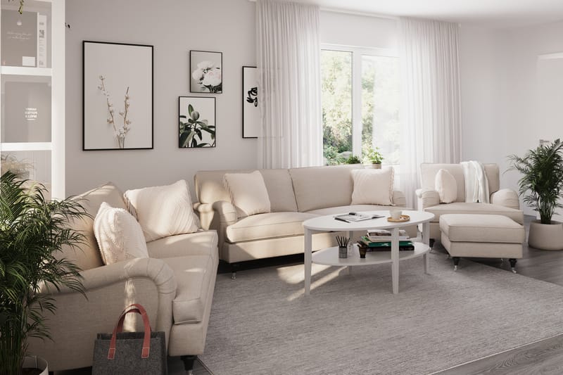 Howard Classic Sohvaryhmä 3-istuttava + 2-istuttava Sohva + Nojatuoli Kankaalla - Beige - Huonekalut - Sohva - Sohvaryhmä