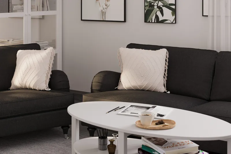 Howard Classic Sohvaryhmä 3-istuttava + 2-istuttava Sohva + Nojatuoli Kankaalla - Tummanharmaa - Huonekalut - Sohva - Sohvaryhmä - Howard-sohvaryhmä