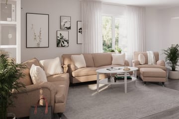 Howard Classic Sohvaryhmä 3-istuttava + 2-istuttava Sohva + Nojatuoli Kankaalla - Tummabeige - Huonekalut - Sohva - Sohvaryhmä