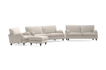 Howard Classic Sohvaryhmä 3-istuttava + 2-istuttava Sohva + Nojatuoli + Rahi Kankaalla - Beige - Huonekalut - Sohva - Sohvaryhmä