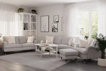 Howard Classic Sohvaryhmä 3-istuttava + 2-istuttava Sohva + Nojatuoli + Rahi Kankaalla - Harmaa - Huonekalut - Sohva - Sohvaryhmä