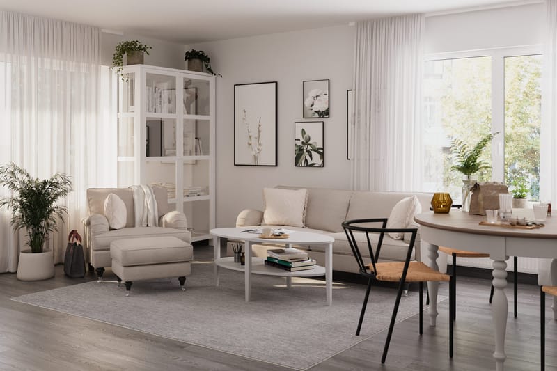 Howard Classic Sohvaryhmä 3-istuttava Sohva + Nojatuoli + Rahi Kankaalla - Beige - Huonekalut - Sohva - Sohvaryhmä - Howard-sohvaryhmä