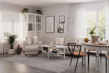 Howard Classic Sohvaryhmä 3-istuttava Sohva + Nojatuoli Kankaalla - Beige - Huonekalut - Sohva - Sohvaryhmä