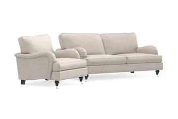 Howard Classic Sohvaryhmä 3-istuttava Sohva + Nojatuoli Kankaalla - Beige - Huonekalut - Sohva - Sohvaryhmä