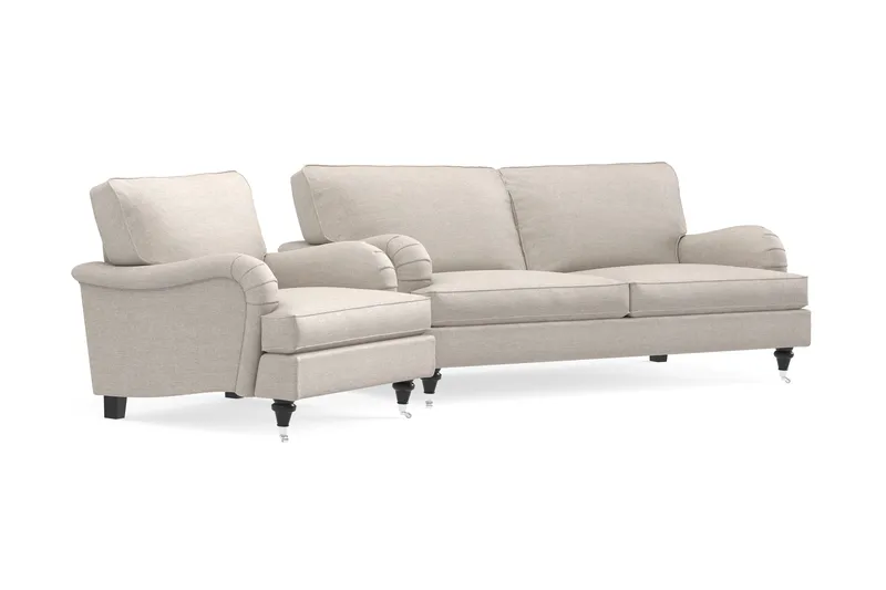 Howard Classic Sohvaryhmä 3-istuttava Sohva + Nojatuoli Kankaalla - Beige - Huonekalut - Sohva - Sohvaryhmä - Howard-sohvaryhmä