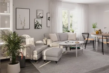 Howard Classic Sohvaryhmä 3-istuttava Sohva + Nojatuoli Kankaalla - Harmaa - Huonekalut - Sohva - Sohvaryhmä