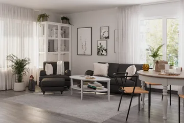 Howard Classic Sohvaryhmä 3-istuttava Sohva + Nojatuoli Kankaalla - Tummanharmaa - Huonekalut - Sohva - Sohvaryhmä