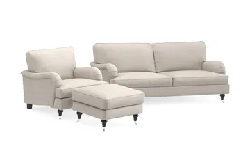 Howard Classic Sohvaryhmä 3-istuttava Sohva + Nojatuoli + Rahi Kankaalla - Beige - Huonekalut - Sohva - Sohvaryhmä