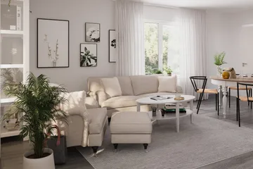 Howard Classic Sohvaryhmä 3-istuttava Sohva + Nojatuoli + Rahi Kankaalla - Beige - Huonekalut - Sohva - Sohvaryhmä