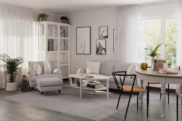 Howard Classic Sohvaryhmä 3-istuttava Sohva + Nojatuoli + Rahi Kankaalla - Harmaa - Huonekalut - Sohva - Sohvaryhmä