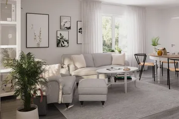 Howard Classic Sohvaryhmä 3-istuttava Sohva + Nojatuoli + Rahi Kankaalla - Harmaa - Huonekalut - Sohva - Sohvaryhmä