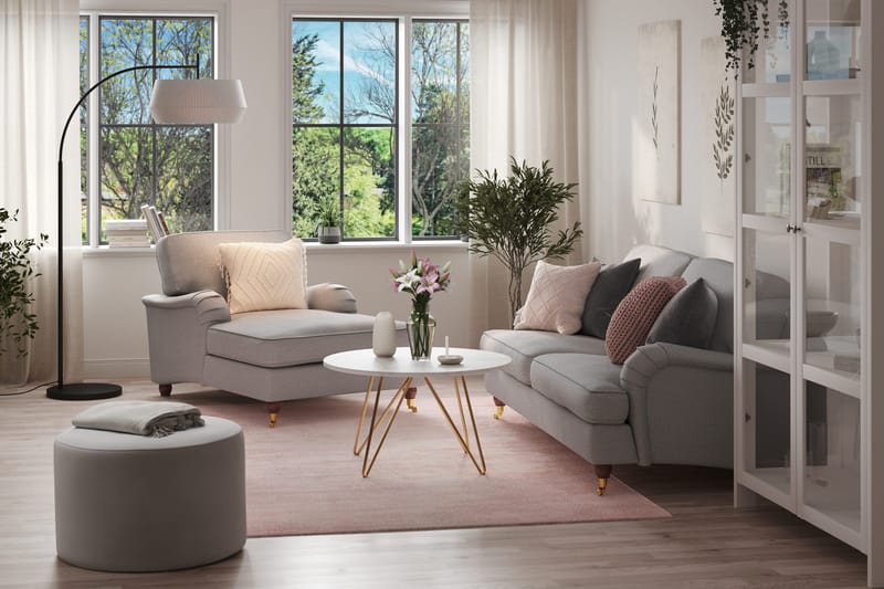 Howard Lyx Sohvaryhmä 3-istuttava Sohva + Divaanituoli Kankaalla - Vaaleanharmaa - Huonekalut - Sohva - Sohvaryhmä - Howard-sohvaryhmä