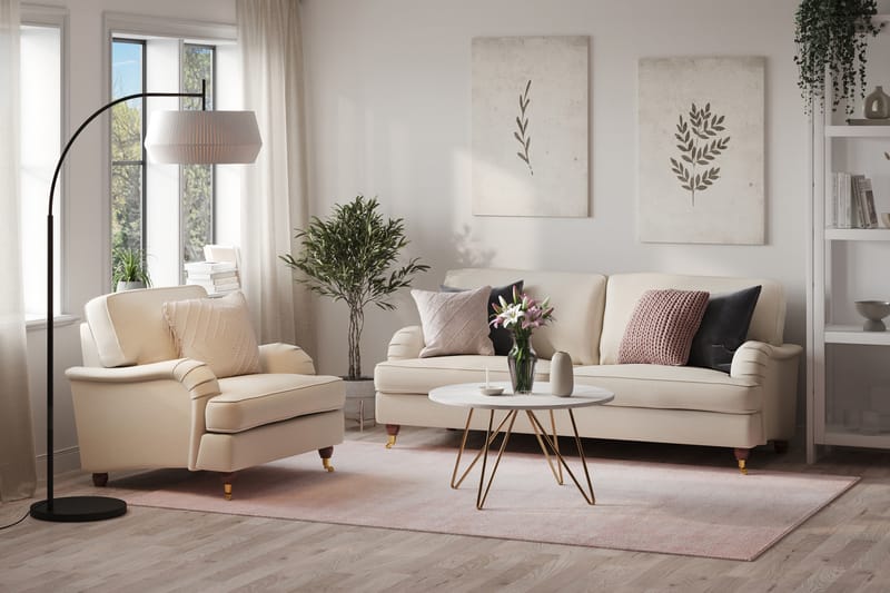 Howard Lyx Sohvaryhmä 3-istuttava Sohva + Nojatuoli Kankaalla - Beige - Huonekalut - Sohva - Sohvaryhmä