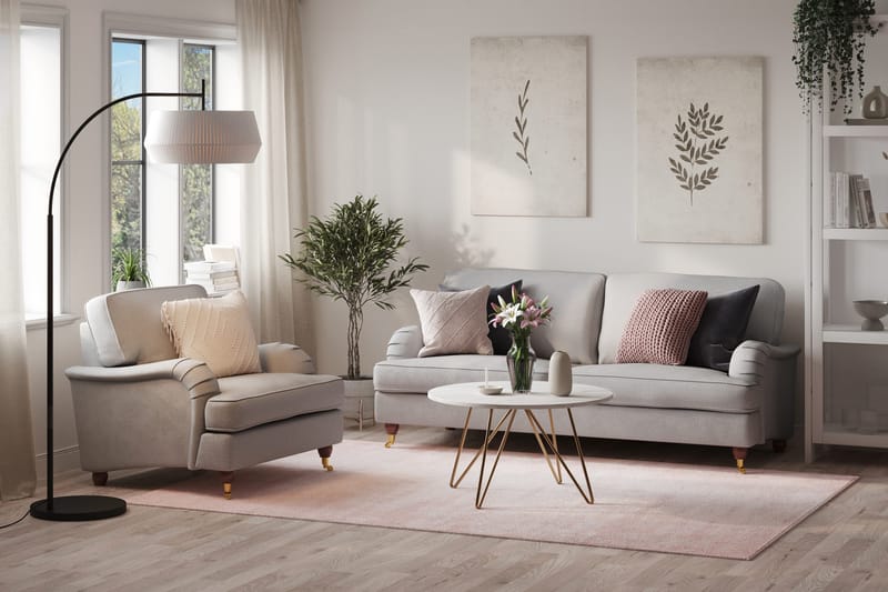 Howard Lyx Sohvaryhmä 3-istuttava Sohva + Nojatuoli Kankaalla - Vaaleanharmaa - Huonekalut - Sohva - Sohvaryhmä - Howard-sohvaryhmä