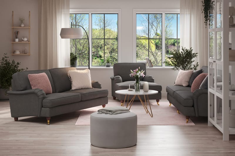 Howard Lyx Sohvaryhmä 4-istuttava + 3-istuttava Sohva + Divaanituoli Kankaalla - Tummanharmaa - Huonekalut - Sohva - Sohvaryhmä - Howard-sohvaryhmä