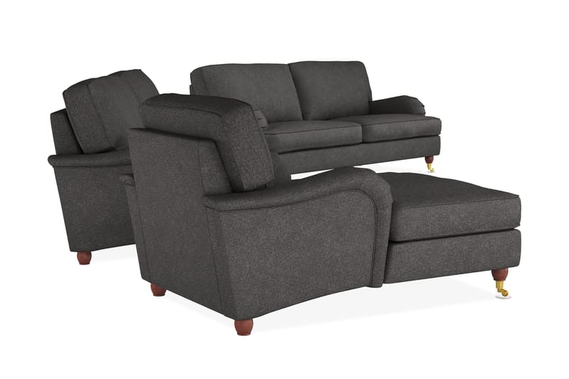 Howard Lyx Sohvaryhmä 4-istuttava + 3-istuttava Sohva + Divaanituoli Kankaalla - Tummanharmaa - Huonekalut - Sohva - Sohvaryhmä - Howard-sohvaryhmä