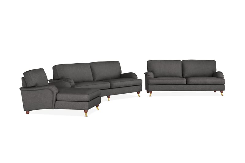 Howard Lyx Sohvaryhmä 4-istuttava + 3-istuttava Sohva + Divaanituoli Kankaalla - Tummanharmaa - Huonekalut - Sohva - Sohvaryhmä - Howard-sohvaryhmä