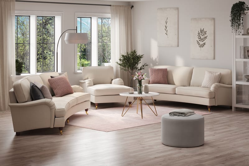 Howard Lyx Sohvaryhmä Kaareva 4-istuttava + 3-istuttava Kangassohva - Beige - Huonekalut - Sohva - Sohvaryhmä