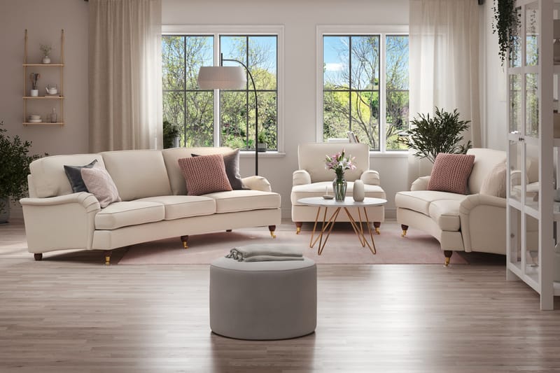 Howard Lyx Sohvaryhmä Kaareva 4-istuttava + 3-istuttava Kangassohva - Beige - Huonekalut - Sohva - Sohvaryhmä