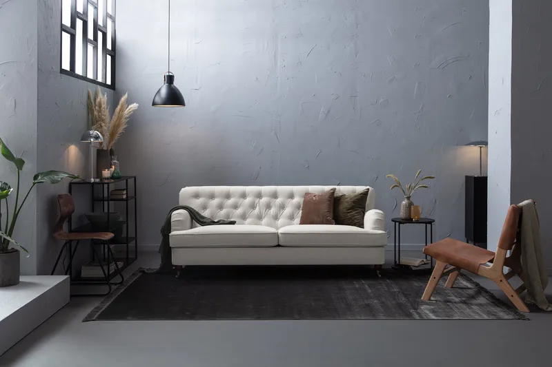 Howard Riviera Sohvaryhmä 3-istuttava + 2-istuttava Sohva + Nojatuoli + Rahi Kankaalla - Vaaleanharmaa - Huonekalut - Sohva - Sohvaryhmä - Howard-sohvaryhmä