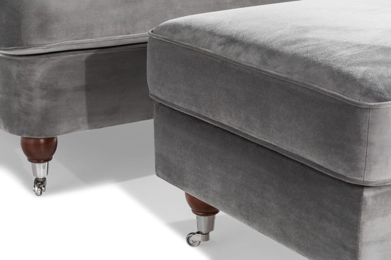 Howard Riviera Sohvaryhmä 3-istuttava + 2-istuttava Sohva + Nojatuoli + Rahi Sametilla - Vaaleanharmaa - Huonekalut - Sohva - Sohvaryhmä - Howard-sohvaryhmä