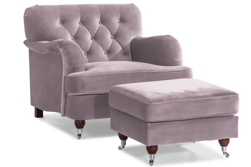 Howard Riviera Sohvaryhmä 3-istuttava + 2-istuttava Sohva + Nojatuoli + Rahi Sametilla - Violetti - Huonekalut - Sohva - Sohvaryhmä - Howard-sohvaryhmä