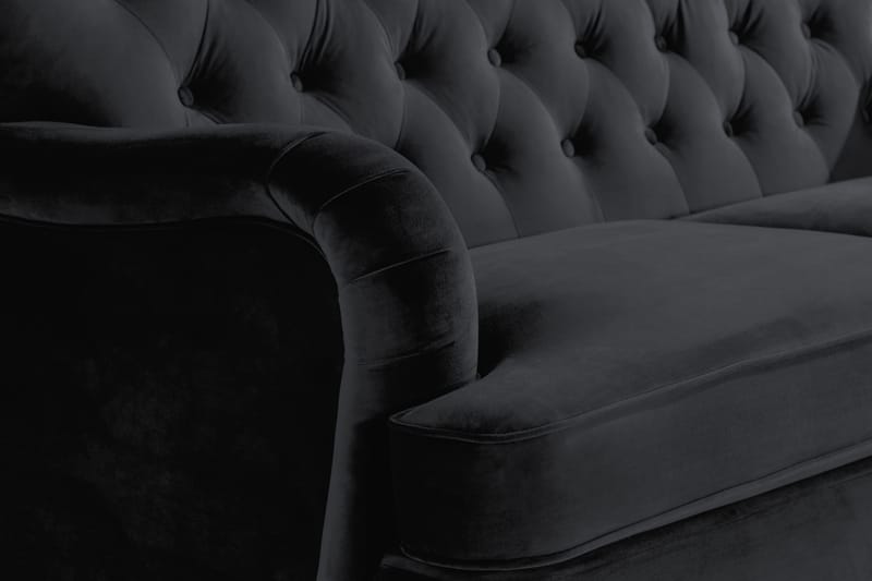 Howard Riviera Sohvaryhmä Kaareva 3-istuttava + 2-istuttava Sohva + Nojatuoli + Rahi Sametilla - Musta - Huonekalut - Sohva - Sohvaryhmä - Howard-sohvaryhmä