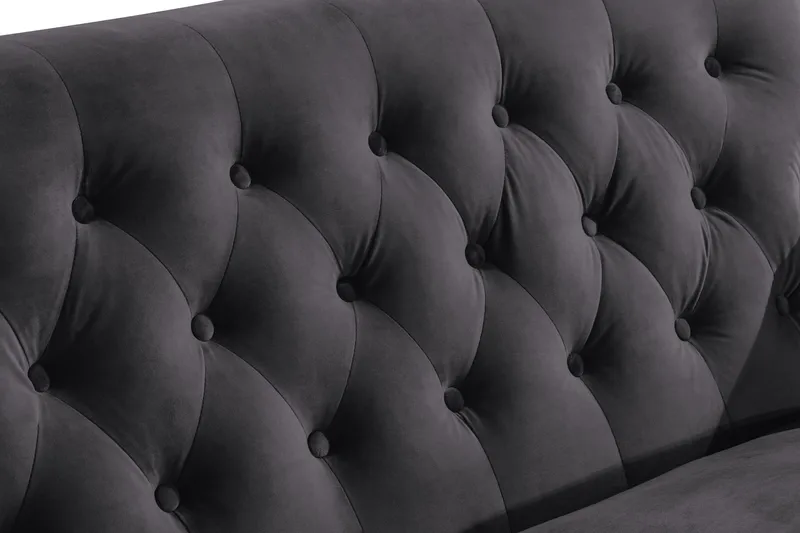 Howard Riviera Sohvaryhmä Kaareva 3-istuttava + 2-istuttava Sohva + Nojatuoli + Rahi Sametilla - Tummanharmaa - Huonekalut - Sohva - Sohvaryhmä - Howard-sohvaryhmä