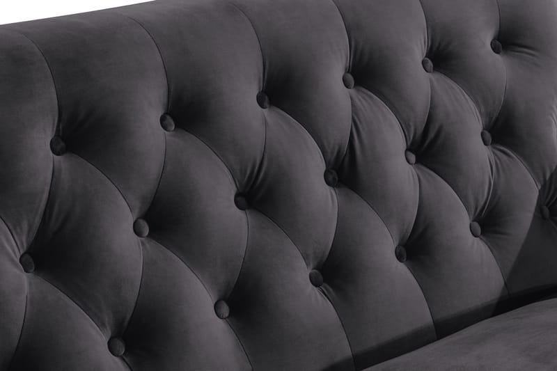 Howard Riviera Sohvaryhmä Kaareva 3-istuttava + 2-istuttava Sohva + Nojatuoli + Rahi Sametilla - Tummanharmaa - Huonekalut - Sohva - Sohvaryhmä - Howard-sohvaryhmä