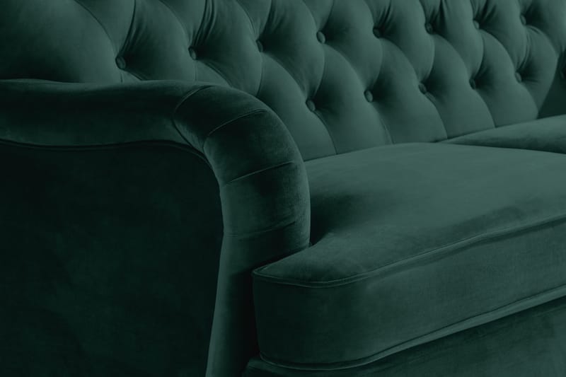 Howard Riviera Sohvaryhmä Kaareva 3-istuttava + 2-istuttava Sohva + Nojatuoli + Rahi Sametilla - Vihreä - Huonekalut - Sohva - Sohvaryhmä - Howard-sohvaryhmä
