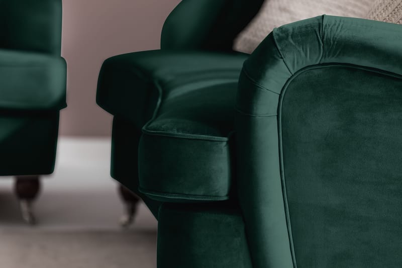 Howard Riviera Sohvaryhmä Kaareva 3-istuttava + 2-istuttava Sohva + Nojatuoli + Rahi Sametilla - Vihreä - Huonekalut - Sohva - Sohvaryhmä - Howard-sohvaryhmä